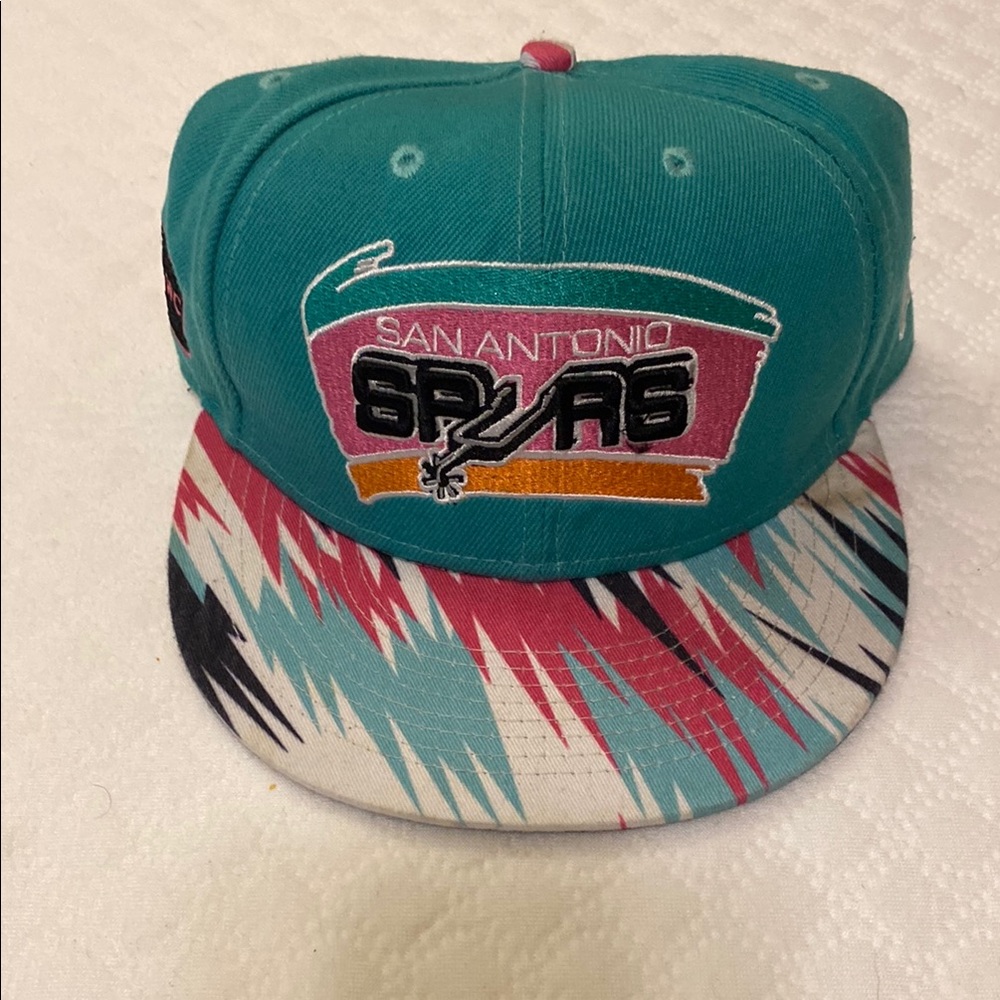 Teal Snapback Hat with Multicolor Brim